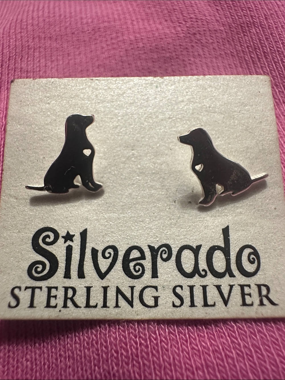 Silverado Sterling Silver Labrador Dog Heart Stud Earrings